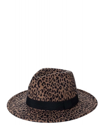 Leopard Fedora Hat HA320051 KHAKI LEOPARD